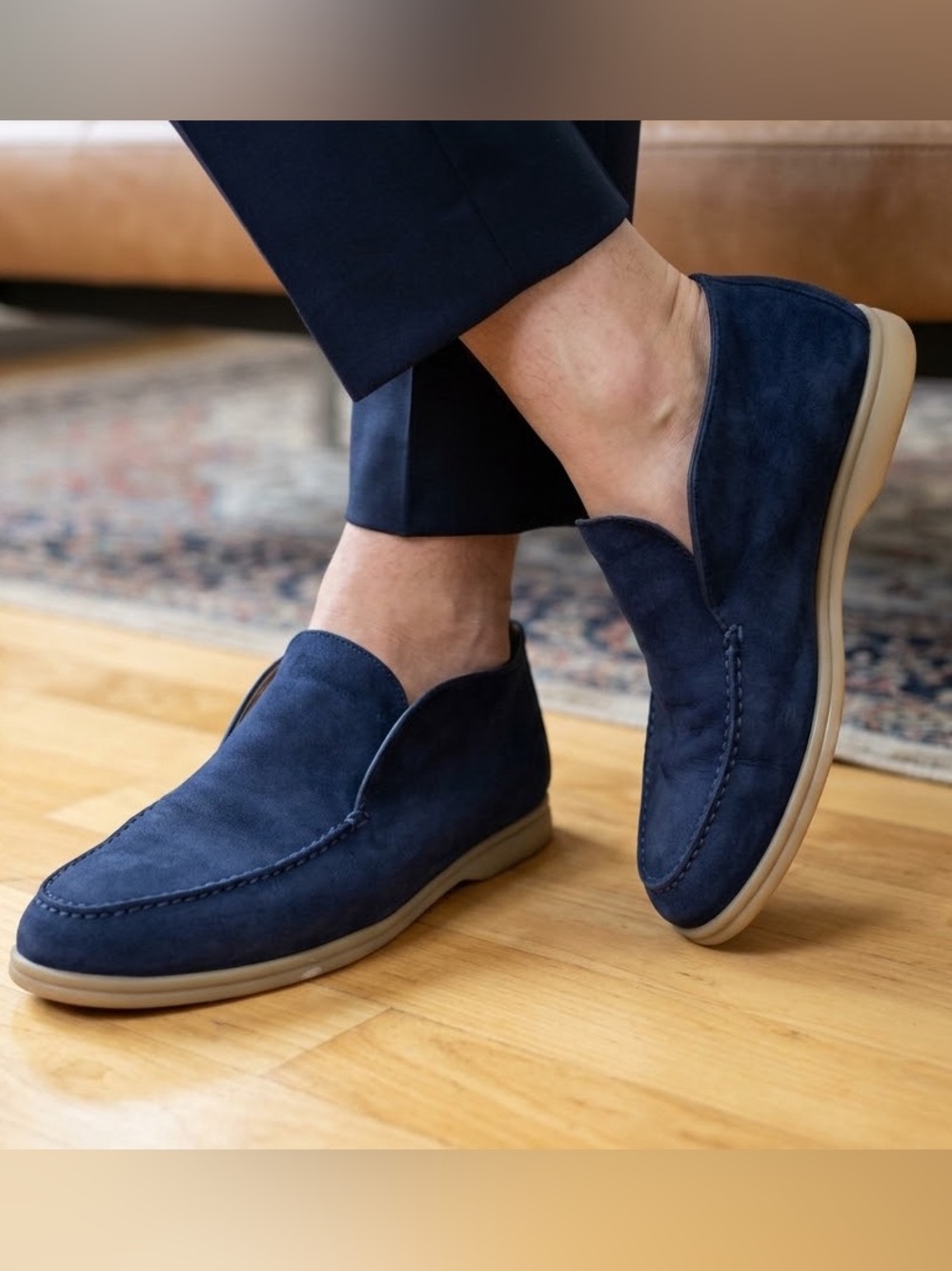 Loro Piana Open Walk Navy Blue Suede Boots Size 41 EU (Men's 8 US)